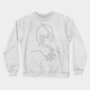 My Valentine Tight Hug Black Line Drawing On White Crewneck Sweatshirt